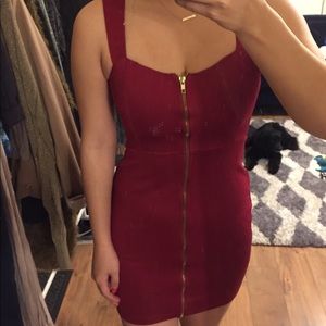 Red miniclub dress with cutout back